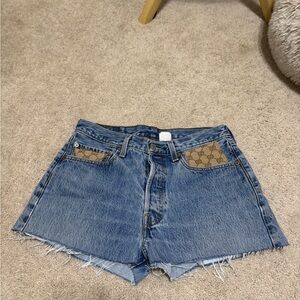 Customized Levi Gucci  Blue Denim Jean Shorts